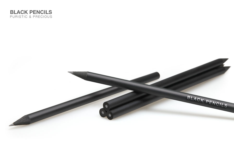 elegant black pencils with silver imprint