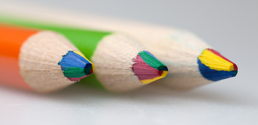 Close-up of the lead of the Rainbow Colored pencils