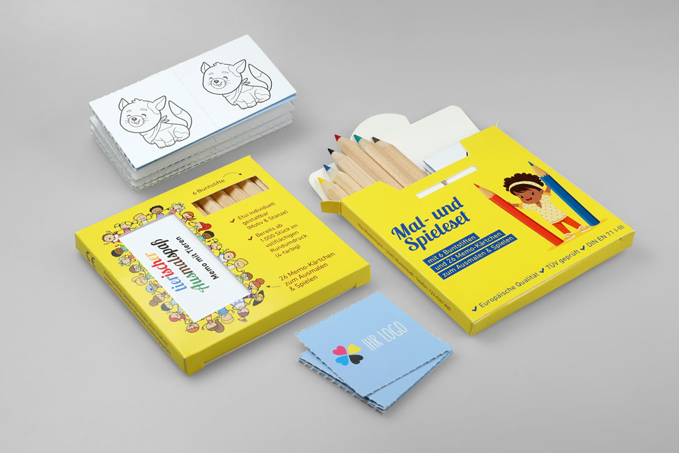 Colored pencil memo set, with memo cards