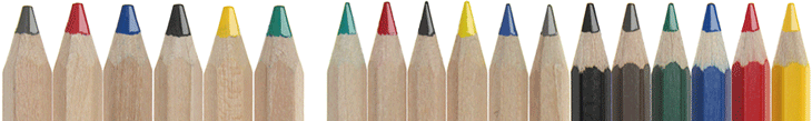 Jumbo pencils, lacquered and natural