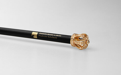 Royal pencil with golden crown and golden imprint
