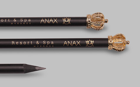 pencil with golden kings crown and golden imprint
