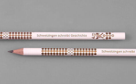 white lacquered pencil with golden imprint