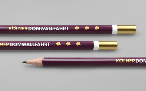 purple lacquered pencil with two colored imprint, lacquered cap and ring