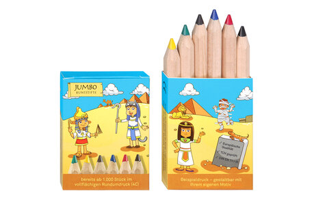 Jumbo colored pencils with example imprint all-over 