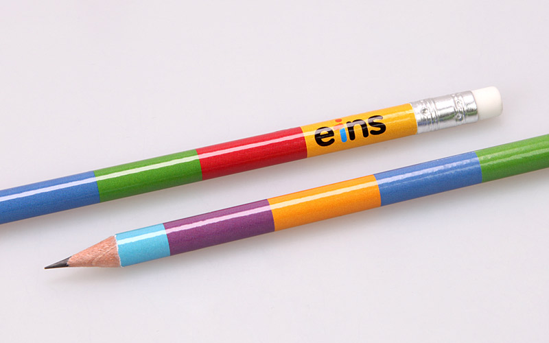 colorful stripes around the pencil in foil transfer printing 