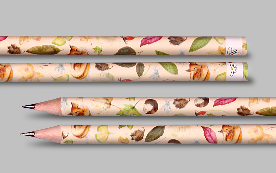 autumn motif with fox, foiltransfer printing