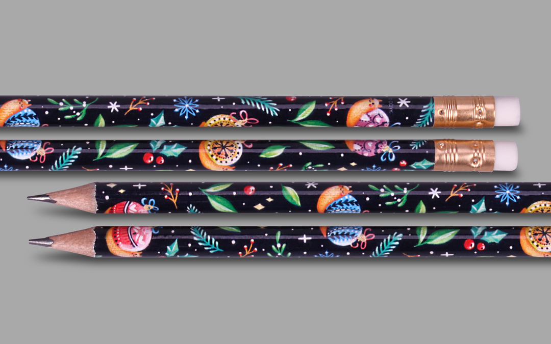 foil transfer printing with snails and Christmas motifs