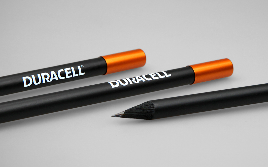 Magnetic pencil with copper metal cap and white imprint