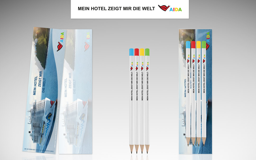 Simulation bookmark packaging with 4 imprinted pencils with lacquered cap
