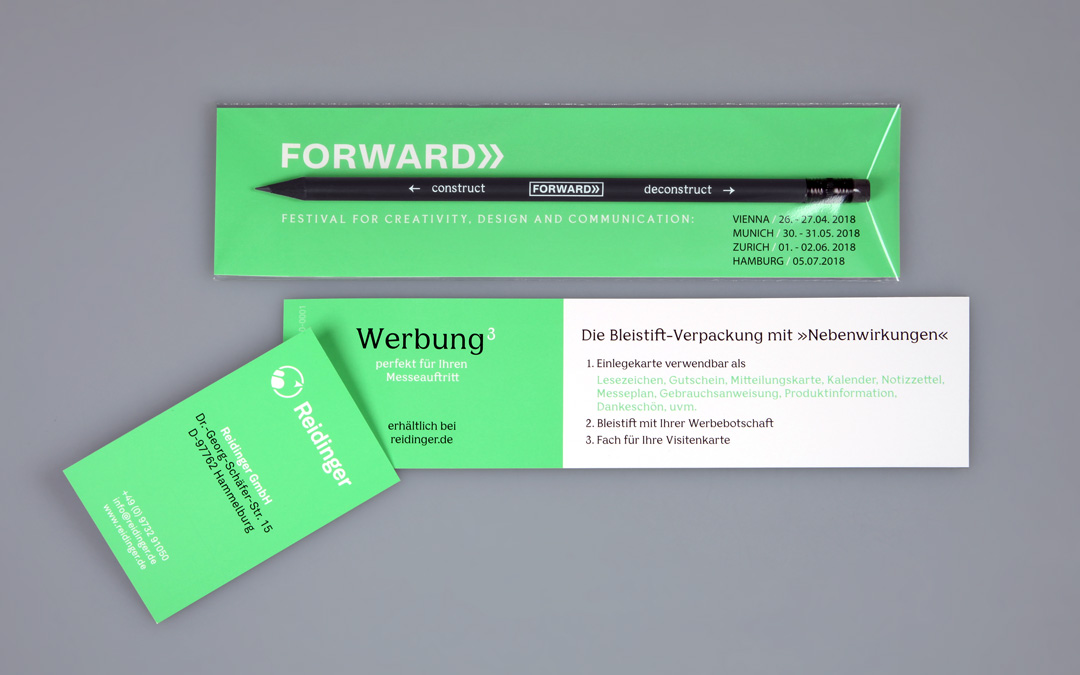 inlay cardboard + pencil + business card
