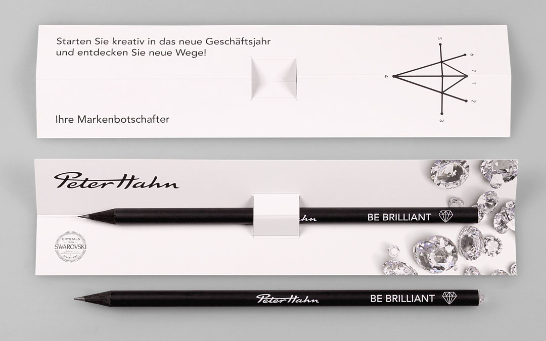 plug-in card with crystal pencil, white imprint