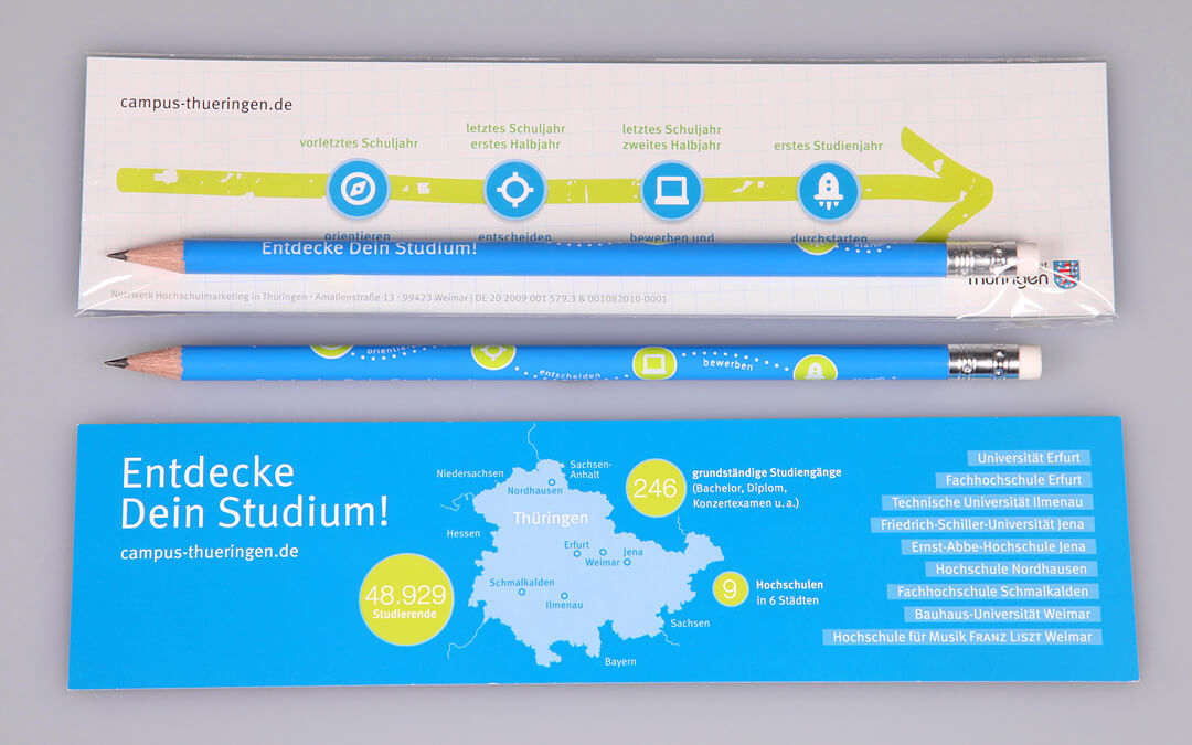 imprinted bookmark packaing with lacquered pencil with eraser