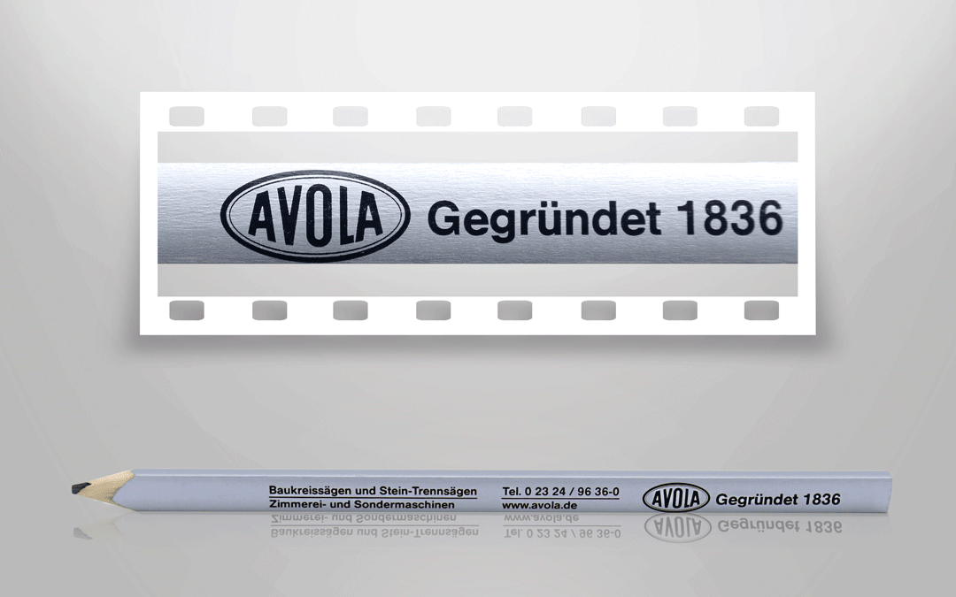 silberner Zimmrmannsbleistift mit schwarzem Logodruck