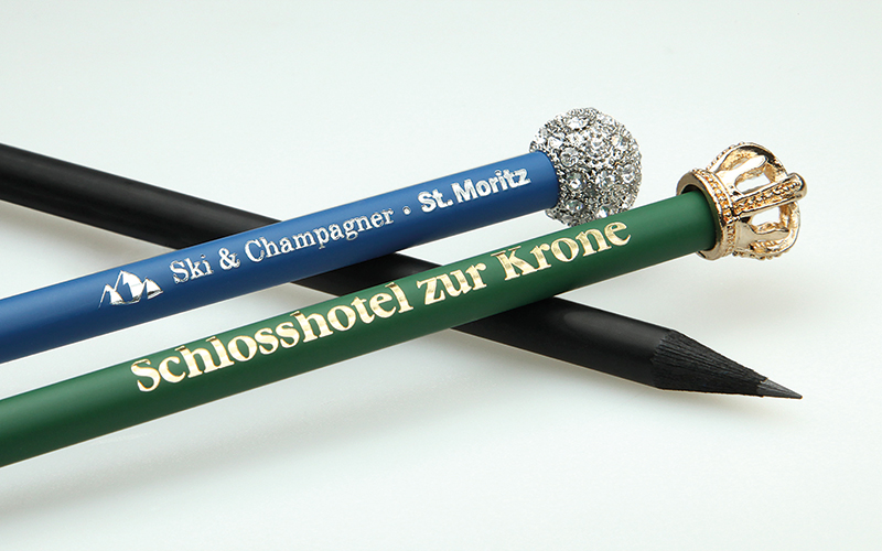 Detailed view of an embossed pencil