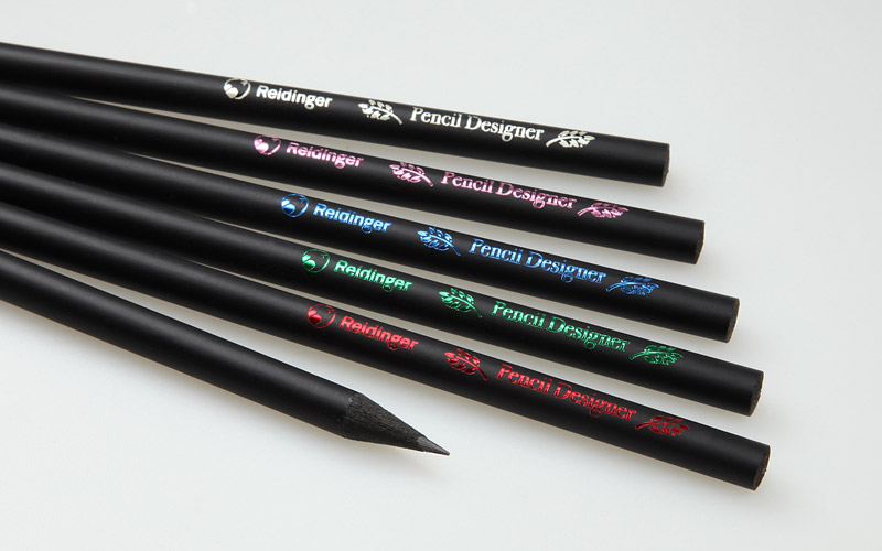 metallic stamping foils on black pencils