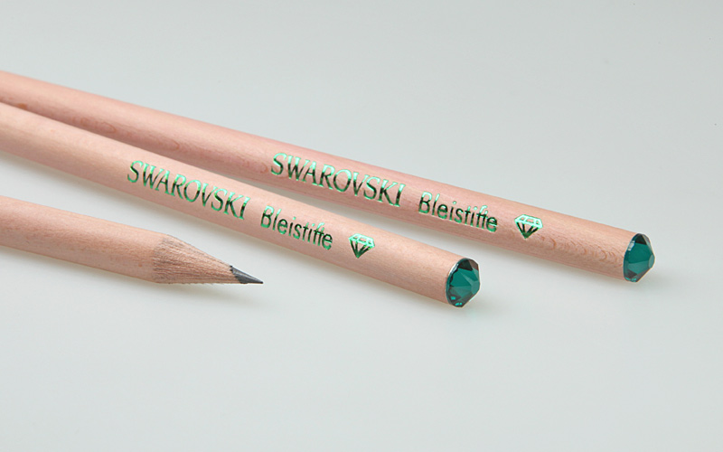Natural pencil with embossing and crystal