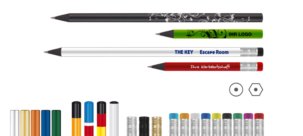 black colored pencils with advertising imprint