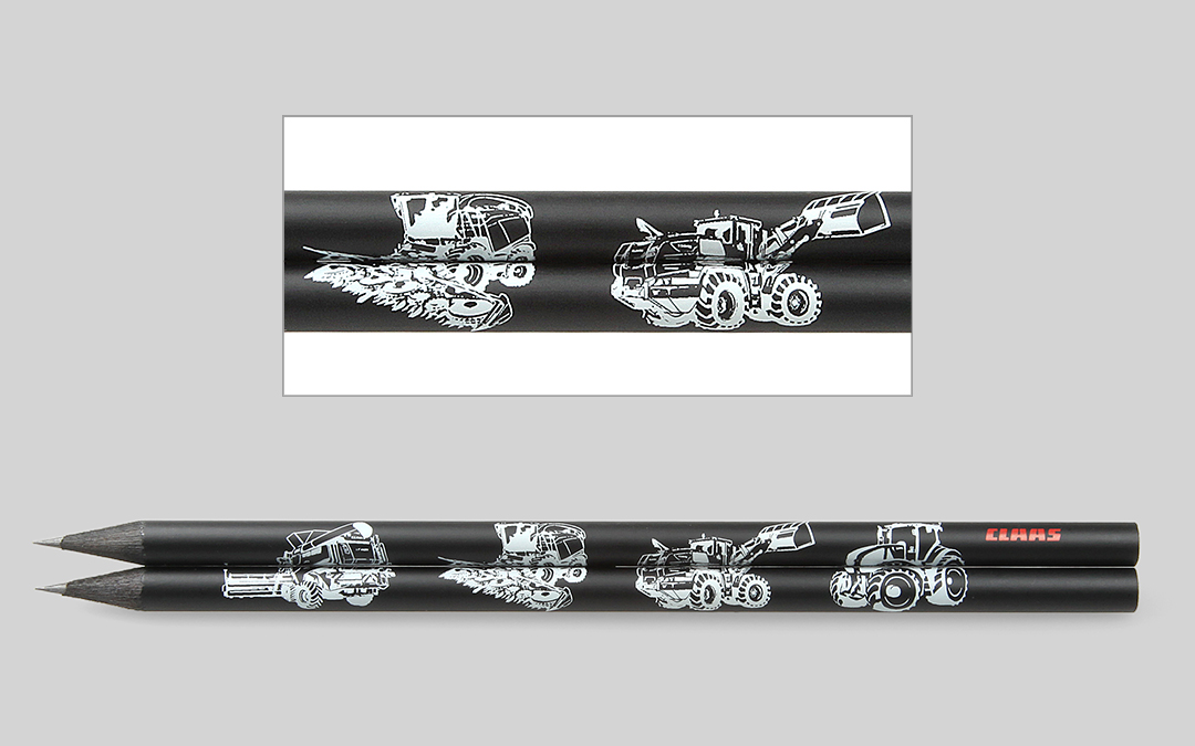 2 color print on black pencil