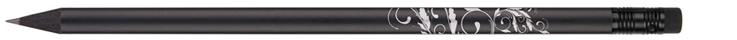 schwarz durchgefärbter runder Bleistift mit Radiergummi