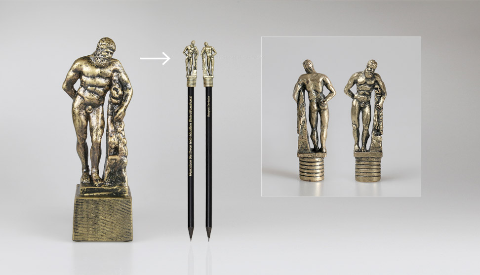 pencil with individual metal topper