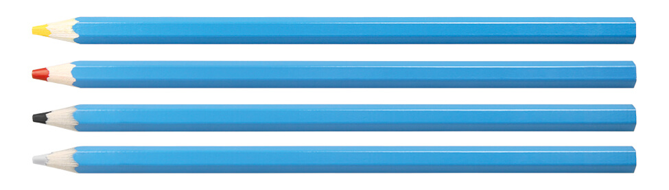 sechseckige Stifte mit verschiedenfarbigen Minen