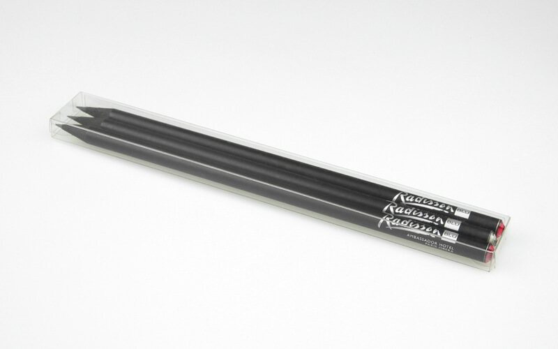 crystal pencils, with silver imprint in transparent folding box