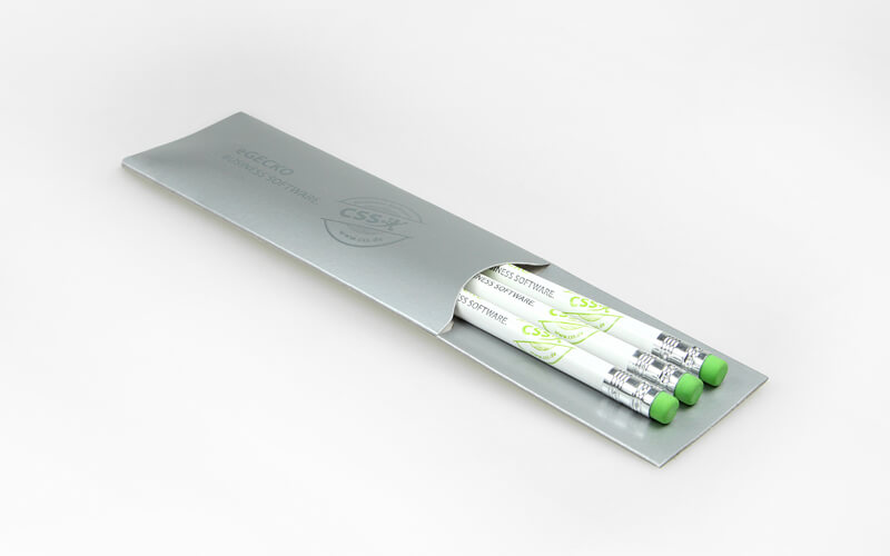 imprinted pack-case with three pencils