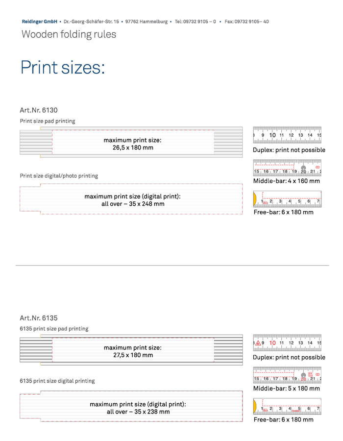 printing areas wooden folding rules