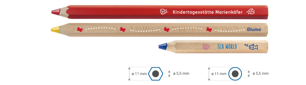 Jumbo Buntstifte, lang natur und lackier, kurz und natur