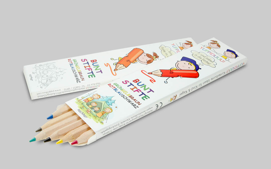 long natural colored pencils with etui