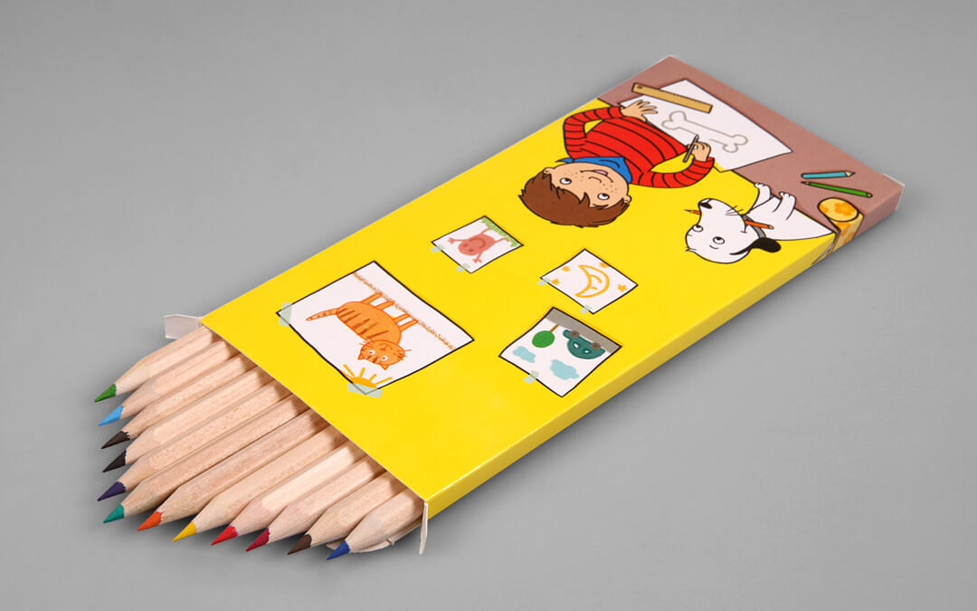 12 long, natural colored pencils in a colored etui