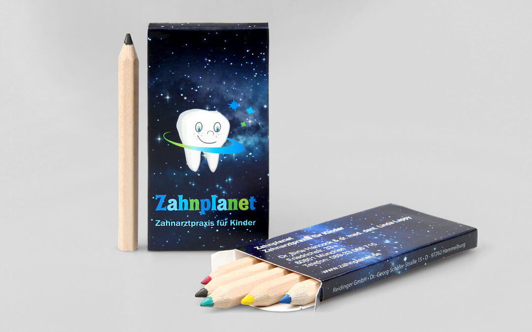 colored pencil set with imprinted etui