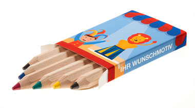 Jumbo colored pencils, 6pcs set with individual imprint on the etui | Reidinger.de Jumbo colored pencils, 6pcs set with individual imprint on the etui