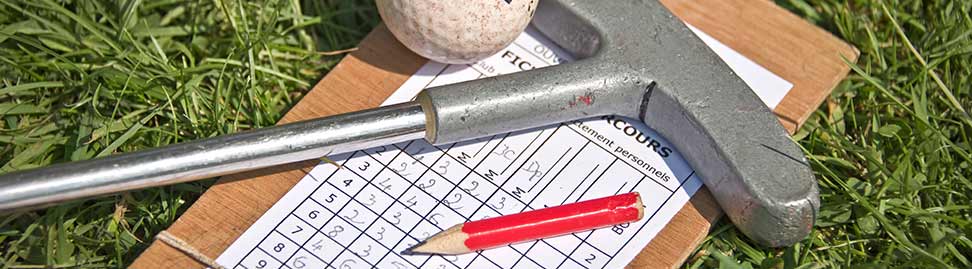 Minigolfschläger mit kurzem Stift und Golfball