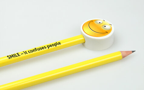 eraser topper imprinted with smiley