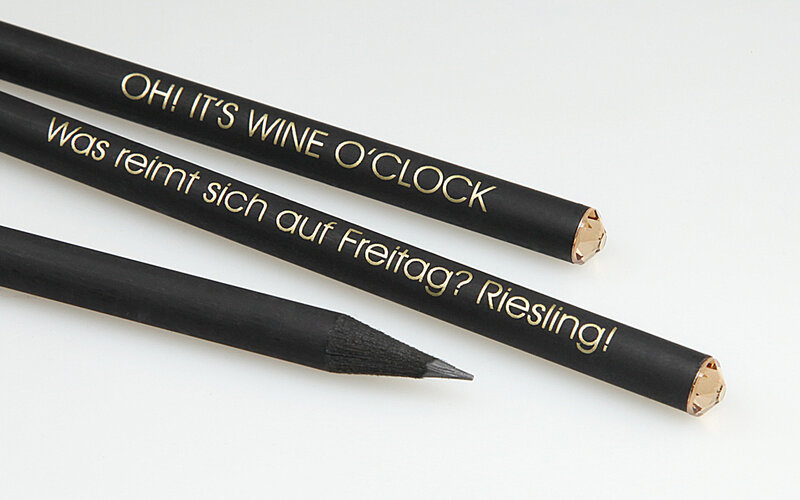 Crystal pencil with golden imprint on both sides