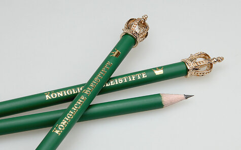 green lacquered crown pencil with golden foil stamping