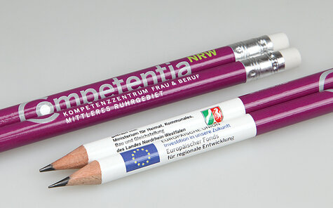 different logos on pencil with foil transfer printing