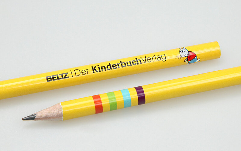yellow foil transfer printing on pencil