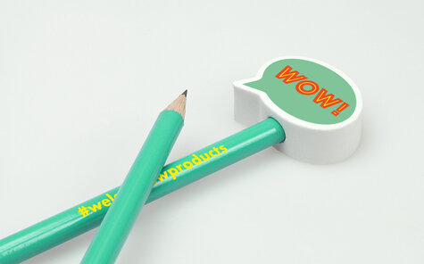 speech bubble eraser topper with large imprint