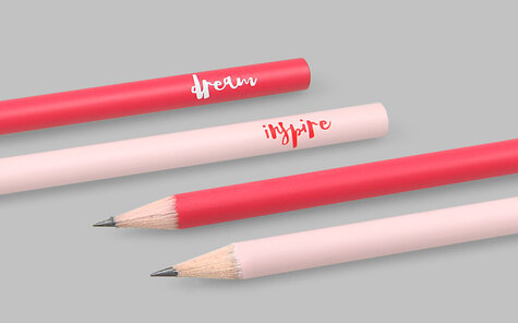 pinkish lacquered pencils with imprint