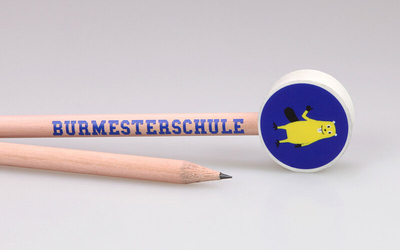 round natural pencil with round pencil eraser topper