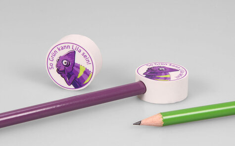 round eraser pencil topper with individual imprint