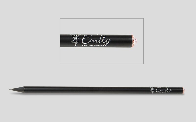 black matt lacquered crystal-pencil with fine silver printing motif