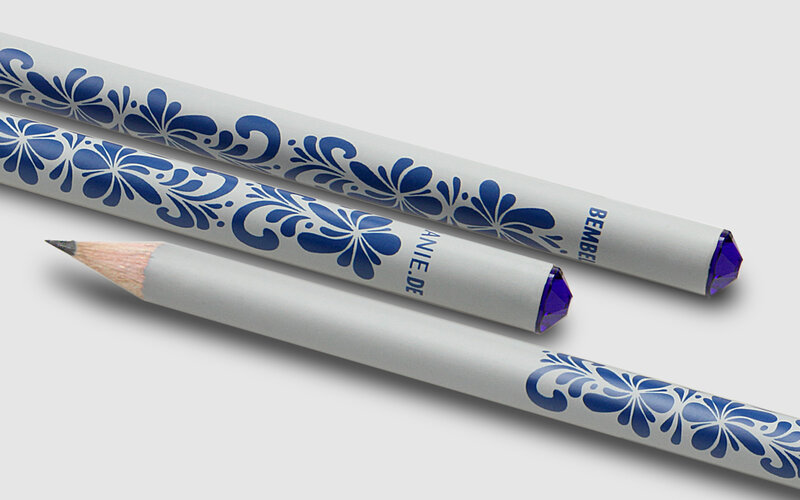 natural, grey matt lacquered Crystal pencil with large imprint