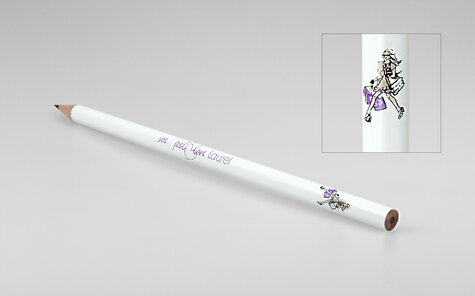 white lacquered pencil with three colored screen printing