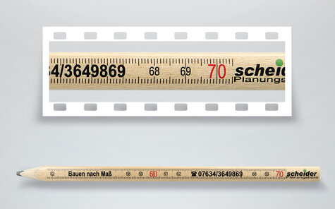 carpenter pencil, natural, with scale imprint
