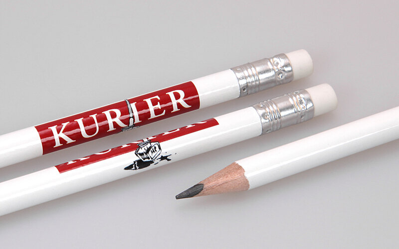 white lacquered pencil with foil transfer