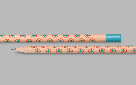 Natural pencils with two-colored screen printing and lacquered cap